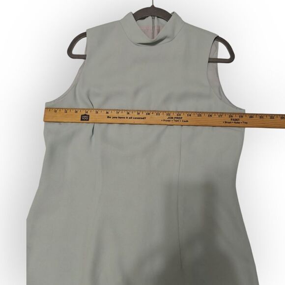 VTG YVES COSSETTE DEPECHE MODE Blue Sleeveless Sheath Mini Dress Mandarin Collar - Picture 5 of 9